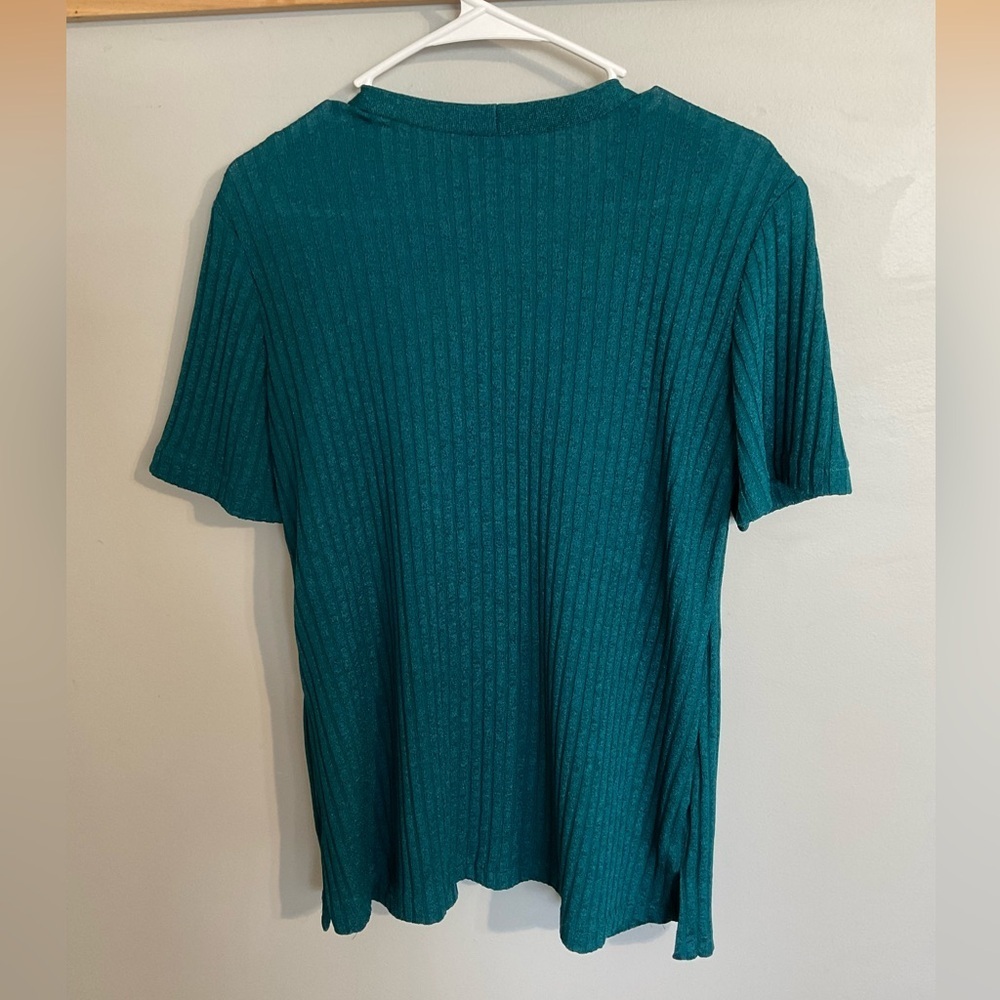 Alfred Dunner Teal 1 pc top and cardigan. Size medium - Picture 2 of 5